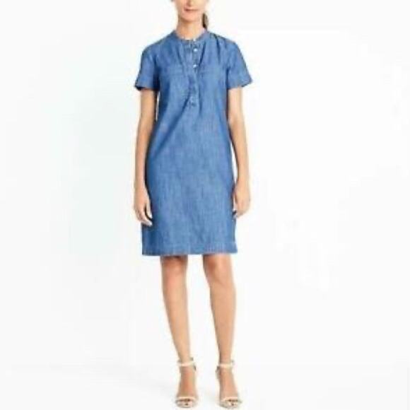 New! J. Crew Denim‎ short-sleeve shirtdress blue, size XXS - Picture 1 of 16